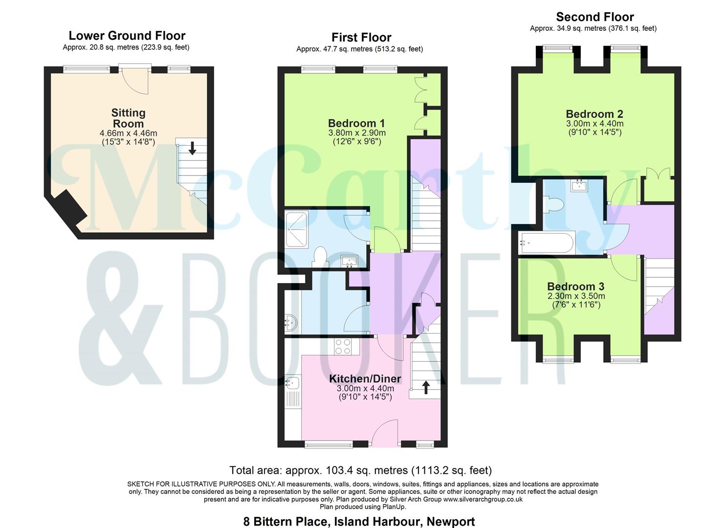 THREE STOREY YACHTMANS COTTAGE IN QUIET LOCATION - Bittern Place, Newport floorplan